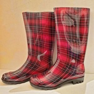 Arizona Red Plaid Rain Boots